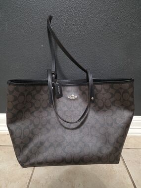 Coach Brown Signature Canvas Tote